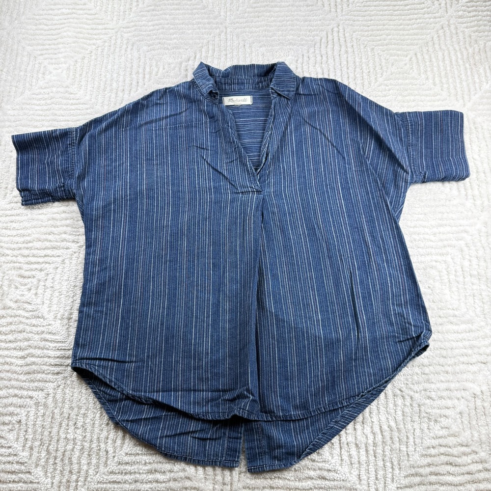 Madewell Courier Button Back Shirt Womens XS Cecile Stripe Boho Tunic Work Prep